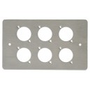 6 WAY XLR DOUBLE GANG FACE PLATES BRUSHED STAINLESS 