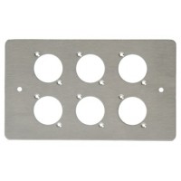 6 WAY XLR DOUBLE GANG FACE PLATE BRUSHED STAINLESS