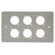 6 WAY XLR DOUBLE GANG FACE PLATE BRUSHED STAINLESS