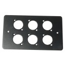 6 WAY XLR BLACK  DOUBLE GANG FACE PLATE STEEL