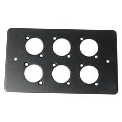 6 WAY XLR BLACK  DOUBLE GANG FACE PLATE STEEL