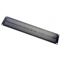 2U Vent Slotted black flat steel 1.6mm blank panel