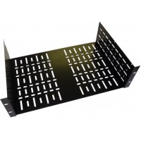 3U 19 inch Rack Shelf 290mm Wider Vented  Black Steel  Flat Pack