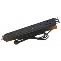 19" 8 Way UK Mains Power Distribution Strip Unit Extension PDU Data Rack Cabinet Std hole spacing