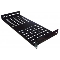 1U 19 inch Black Steel Standard vented Rack Shelf, 290mm