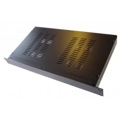 2U 19 inch 300mm deep aluminium black vented enclosure chassis with Aluminium front panel