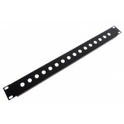 1U 19 inch 16 BNC Hole Rack Folded Black Panel