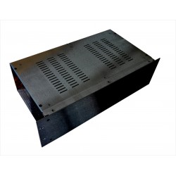 3U 19 inch 300mm deep aluminium black vented enclosure chassis with Aluminium front panel