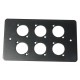 6 WAY XLR BLACK  DOUBLE GANG FACE PLATE STEEL